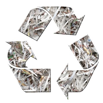 Shredded Paper in the Recycle Logo