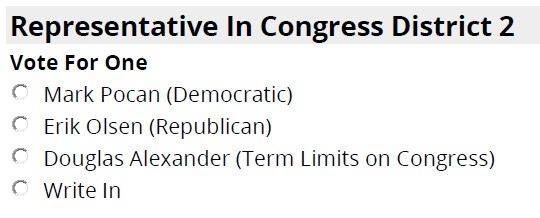Corrected Congress District 2 Ballot